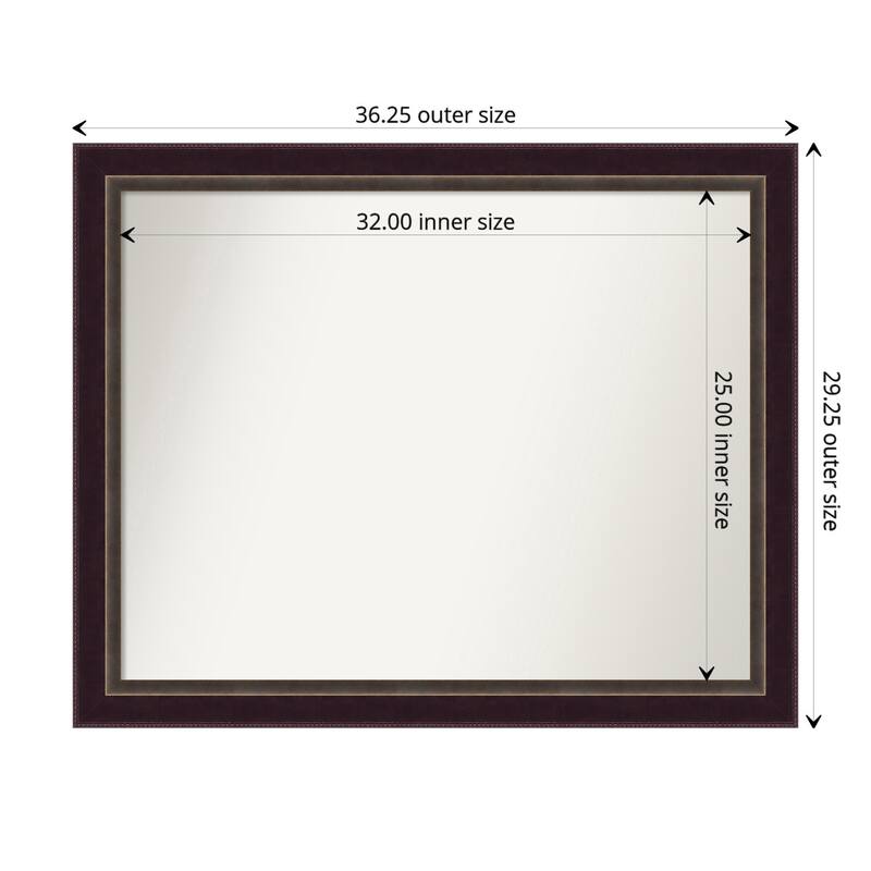 Signore Bronze Framed Non-Beveled Custom Wall Mirror, Bathroom Vanity Mirror - Outer Size: 36.25 x 29.25