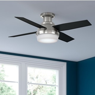 Hunter 44" Dempsey Flush Mount Ceiling Fan with LED Light, Handheld Remote - Modern, Contemporary, Transitional, Industrial