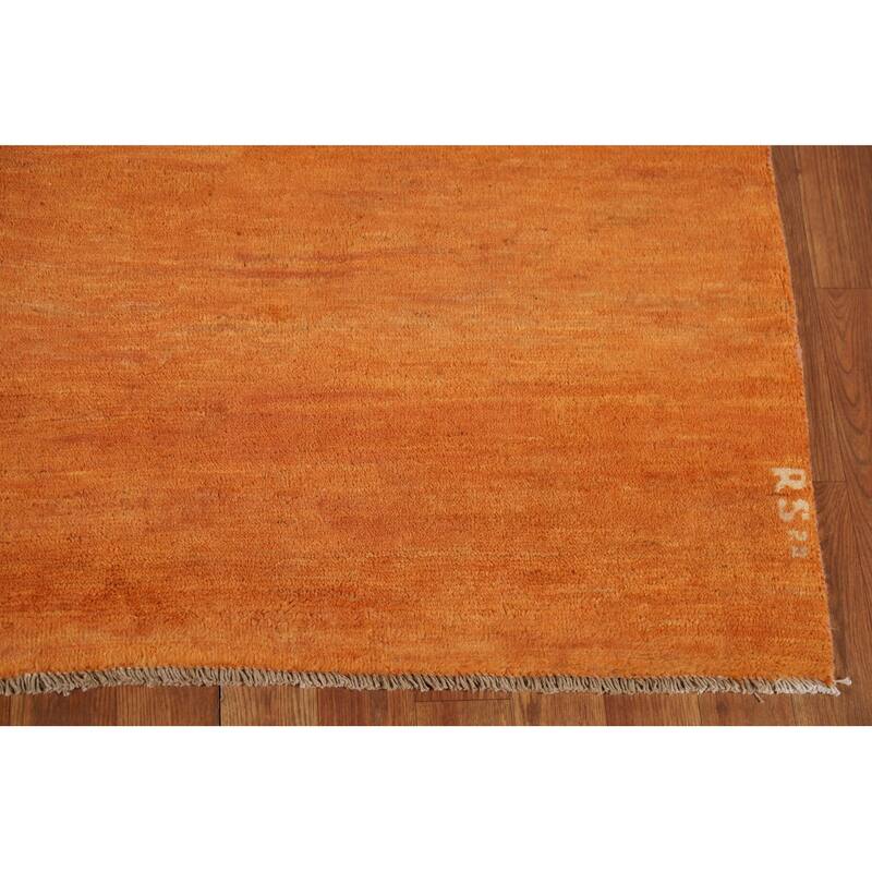 Modern Orange Gabbeh Oriental Area Rug Hand-Knotted Wool Carpet - 5'2" x 7'10"