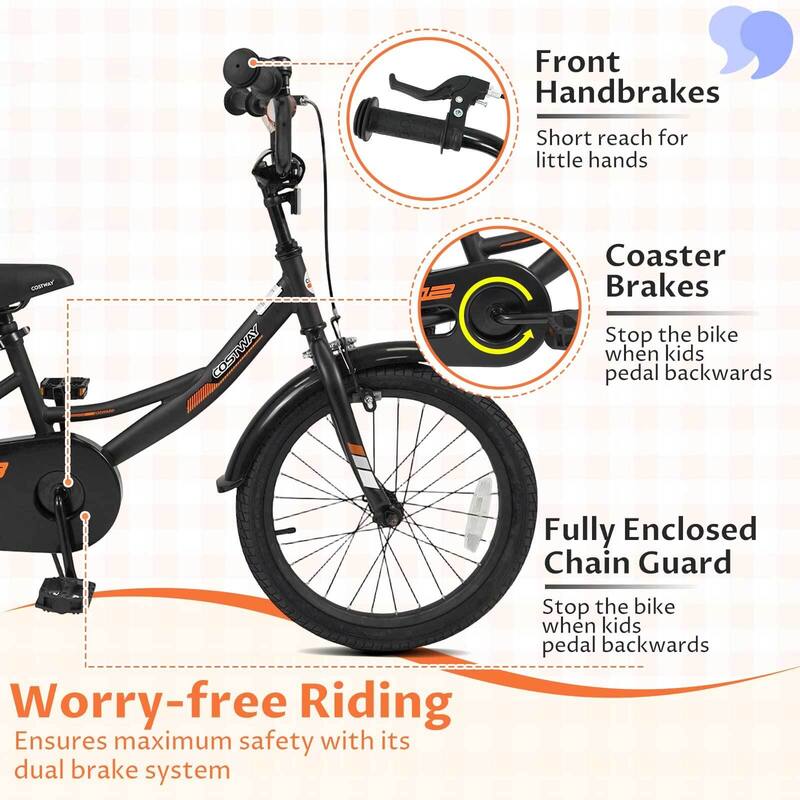 Costway 14" Kids Bike with Removable Training Wheels Adjustable Seat & - See Details
