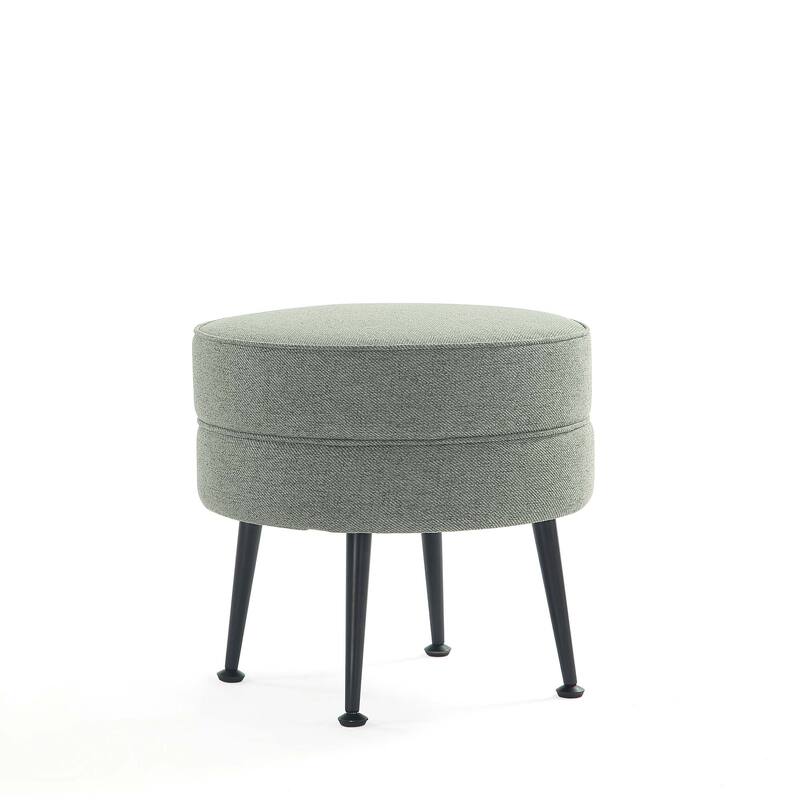 Upholstered Accent Ottoman with Metal Legs Mid Century Modern Design - Sage Green