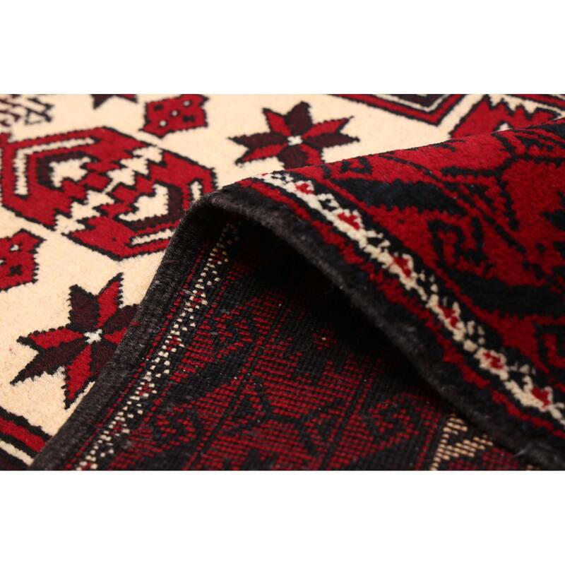 ECARPETGALLERY Hand-knotted Teimani Ivory, Red Wool Rug - 3'2 x 6'1