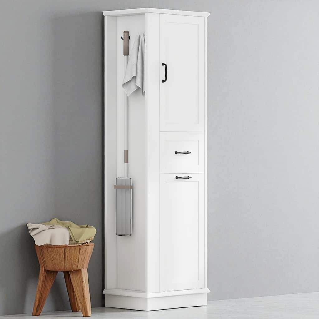 Modern Tall Storage Cabinet with Tilt-Out Compartment, Adjustable Shelves, Soft-Close Hinges, and Aluminum Alloy Handles