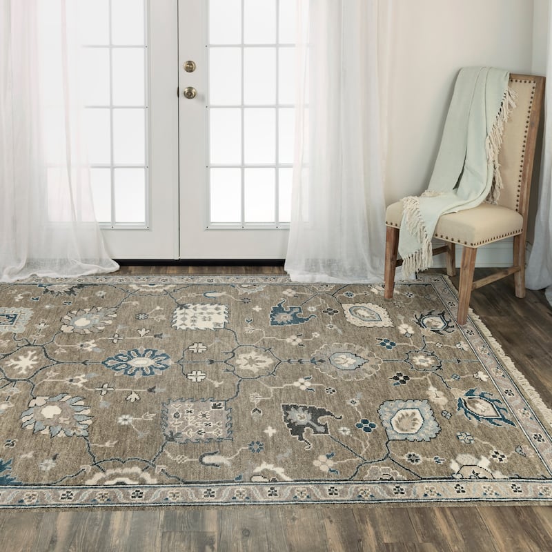 Alora Decor Mila Brown Floral Oriental Hand-tufted Wool Blend Rug