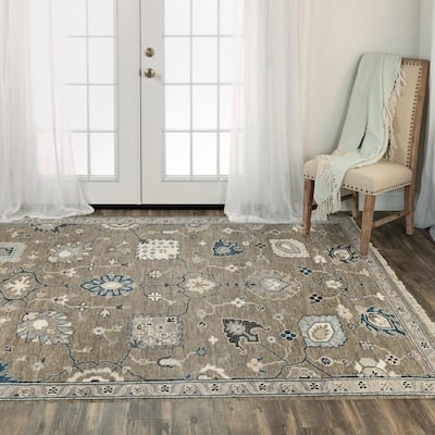 Alora Decor Mila Brown Floral Oriental Hand-tufted Wool Blend Rug