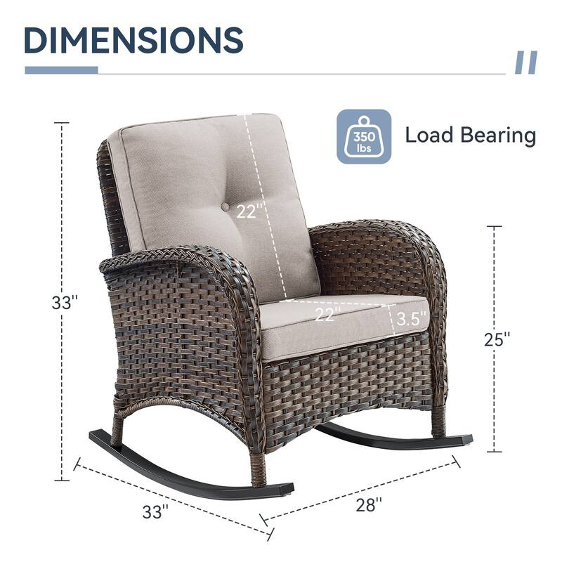 Gymojoy Comfortable PE Rattan Wicker Outdoor Rocking Chair for Outdoor