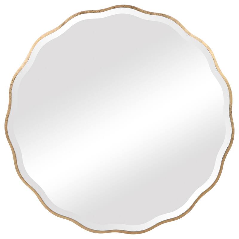 Scalloped Edge Framed Wall Mirror - 42" - Gold