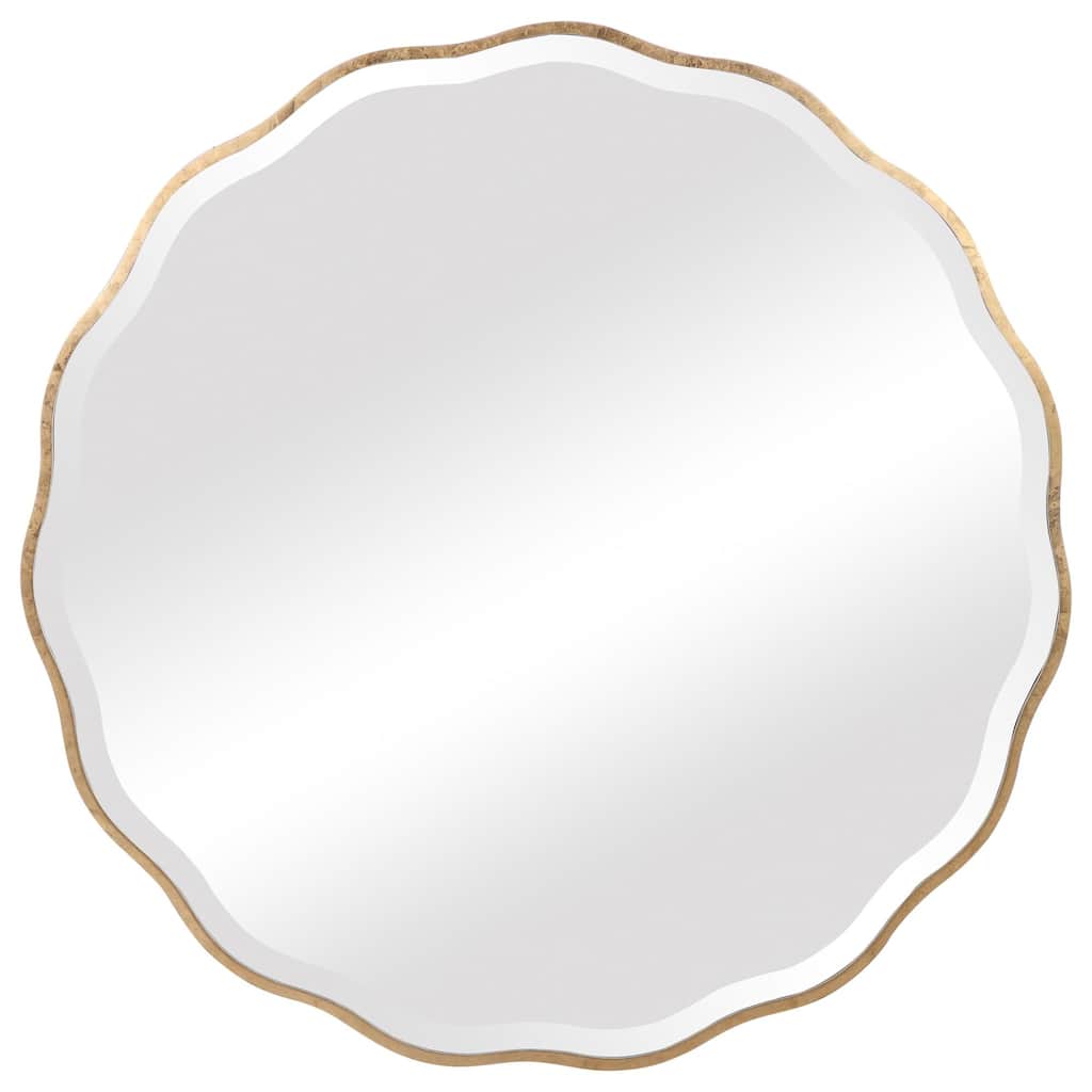 Scalloped Edge Framed Wall Mirror - 42" - Gold