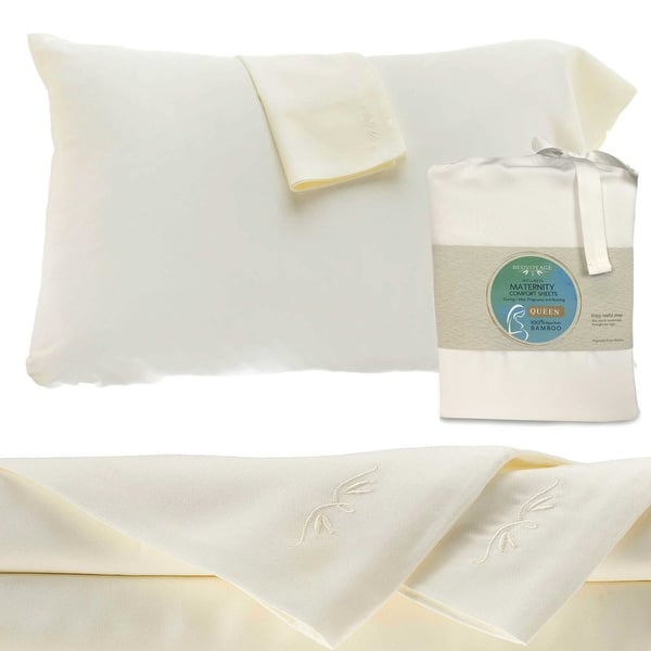 slide 2 of 8, BedVoyage Maternity viscose from Bamboo Bed Sheet Set Off-White - King