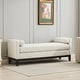 preview thumbnail 25 of 42, 66.34"W Elegant Upholstered Bench, Daybed, Ottoman with Wood Legs & 2 Bolster Pillows for End of Bed, Bedroom, Living Room Ivory