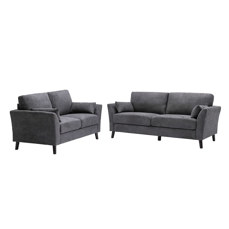 2 Piece Woven Fabric Sofa Loveseat Living Room Set