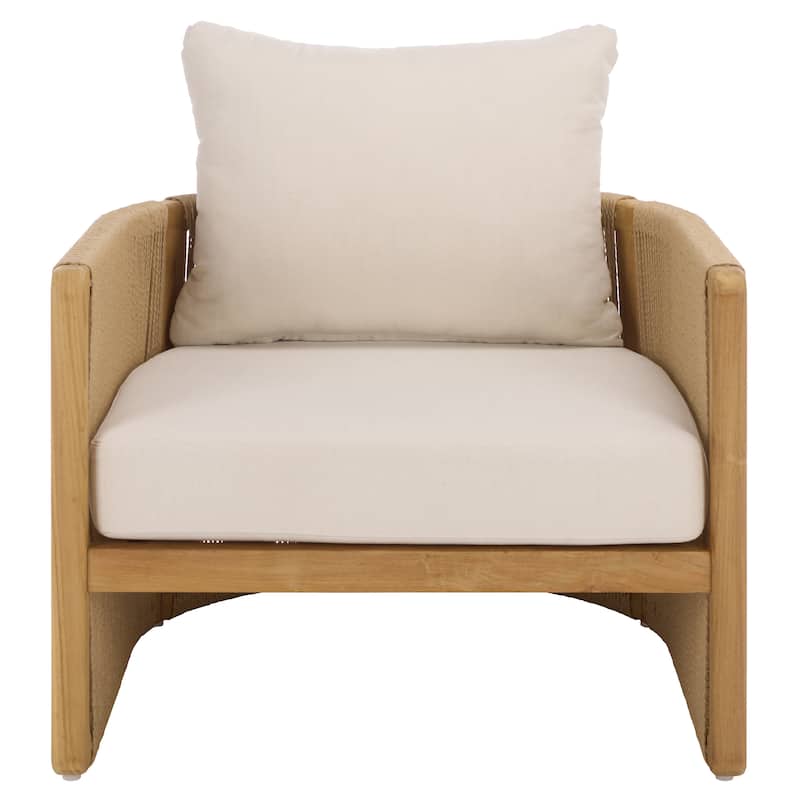 SAFAVIEH Couture Gale Teak & Hyacinth Patio Chair - 32"W x 34"D x 24"H