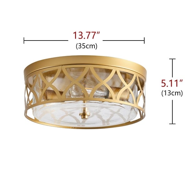 Modern Gold 2-Light Flush Mount Ceiling Light Fixture with Clear Seeded ...