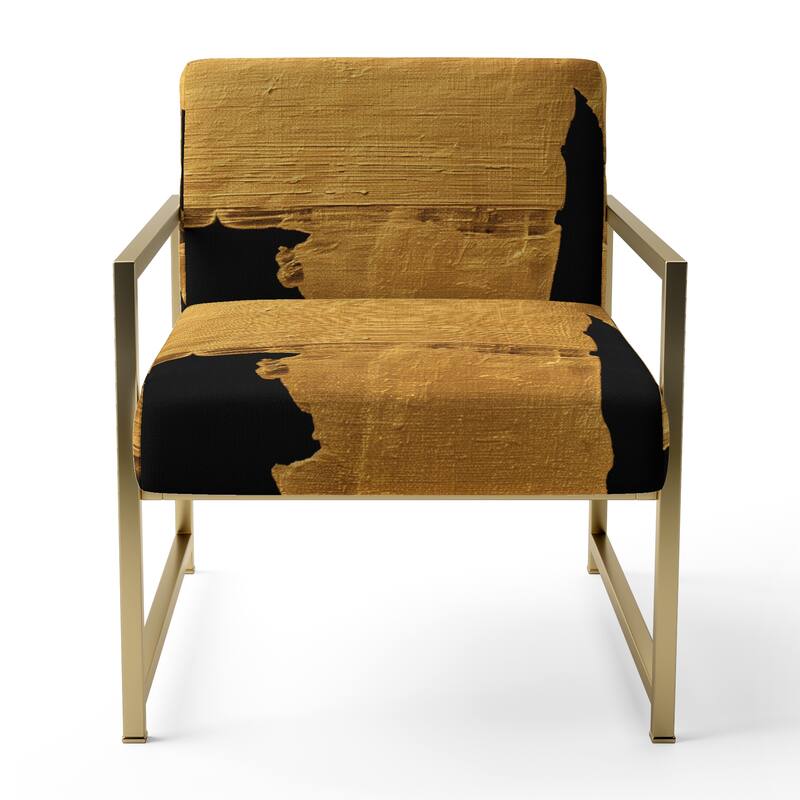 Designart "Black & White Crossing Paths I" Upholstered Abstract Accent Chair - Modern Arm Chair For Bedroom