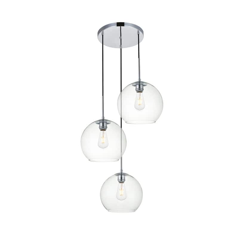 Dangling 3-light Clear Glass 20-inch Pendant