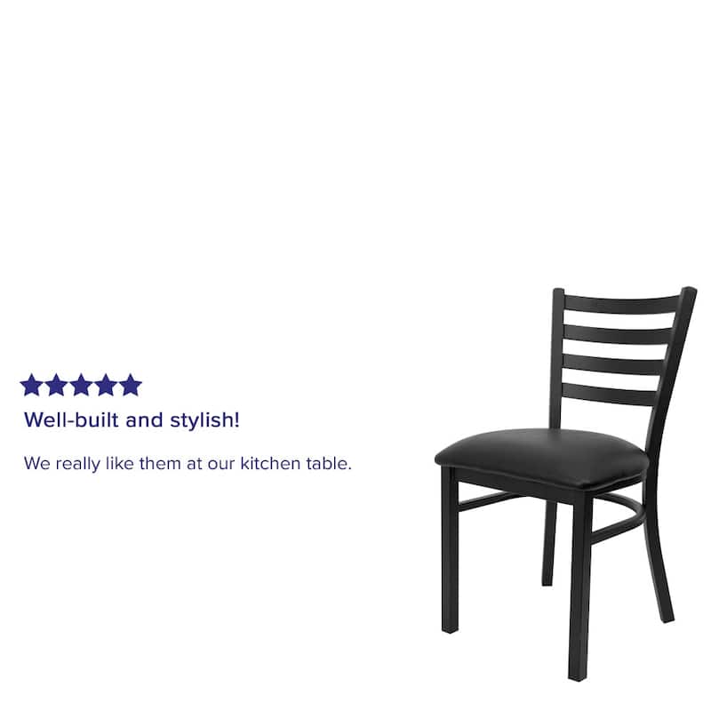 2 Pack Ladder Back Metal Restaurant Chair - 16.5"W x 17"D x 32.25"H - 16.5"W x 17"D x 32.25"H