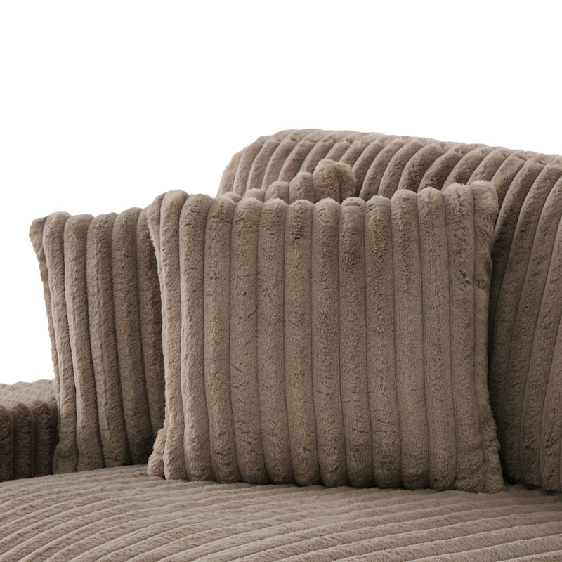 Modern Stripe Faux Fur Square Throw Pillows (Set of 2)