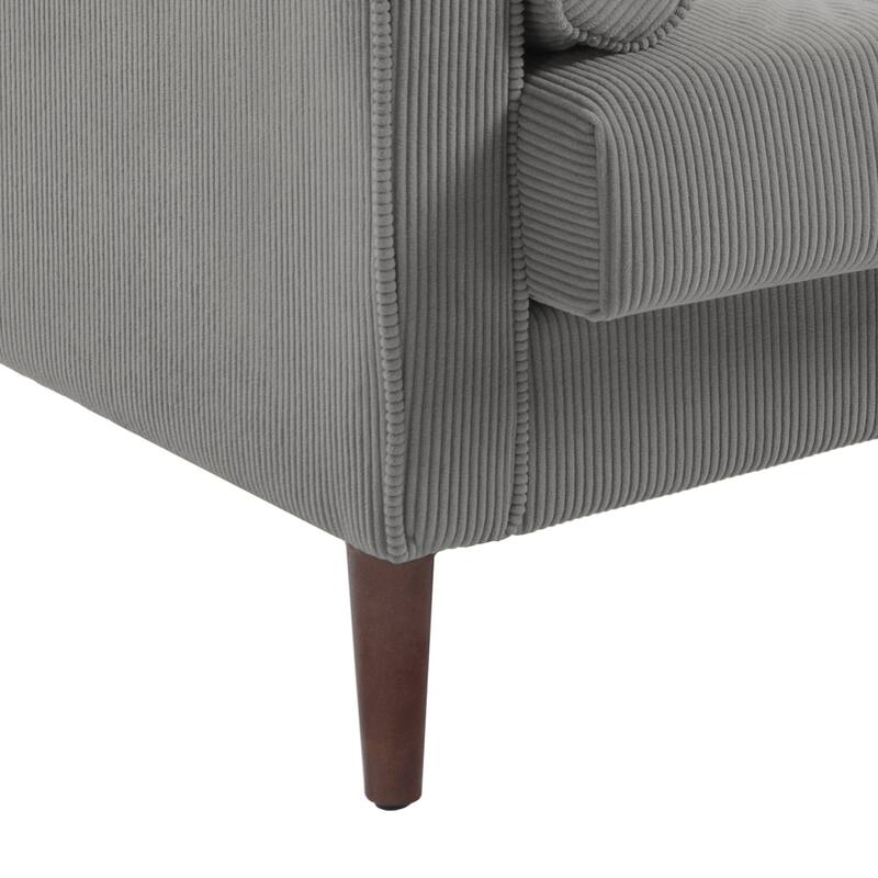 Corduroy Upholstered Armchair with Bolster Pillows Set of 2