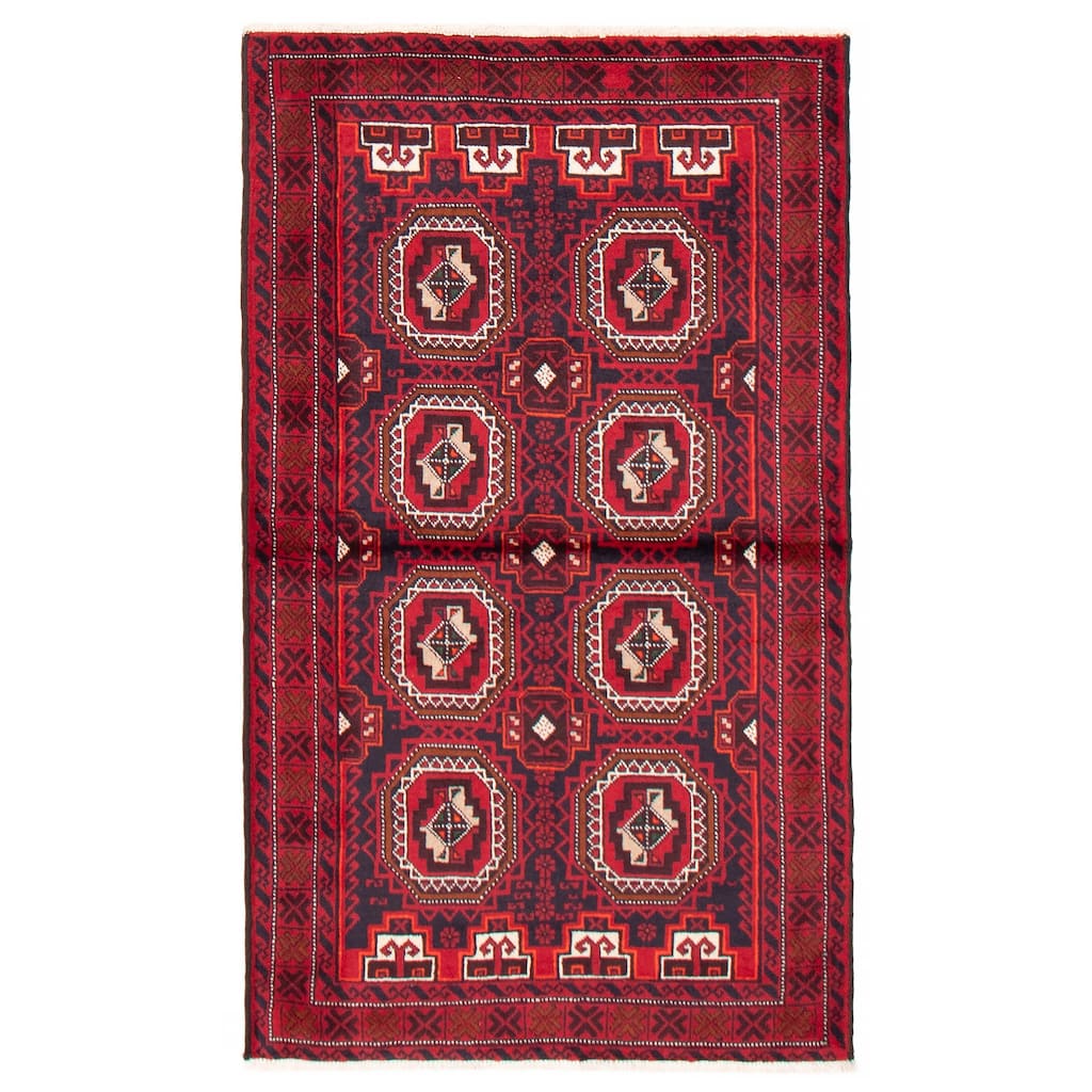 ECARPETGALLERY Hand-knotted Royal Baluch Red Wool Rug - 3'3 x 5'9