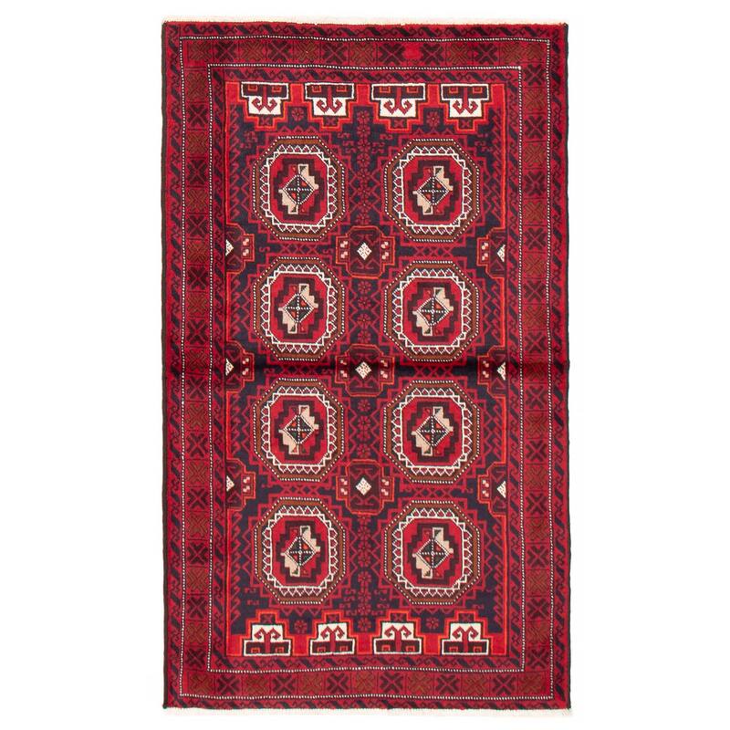 ECARPETGALLERY Hand-knotted Royal Baluch Red Wool Rug - 3'3 x 5'9 - Red - 3'3 x 5'9