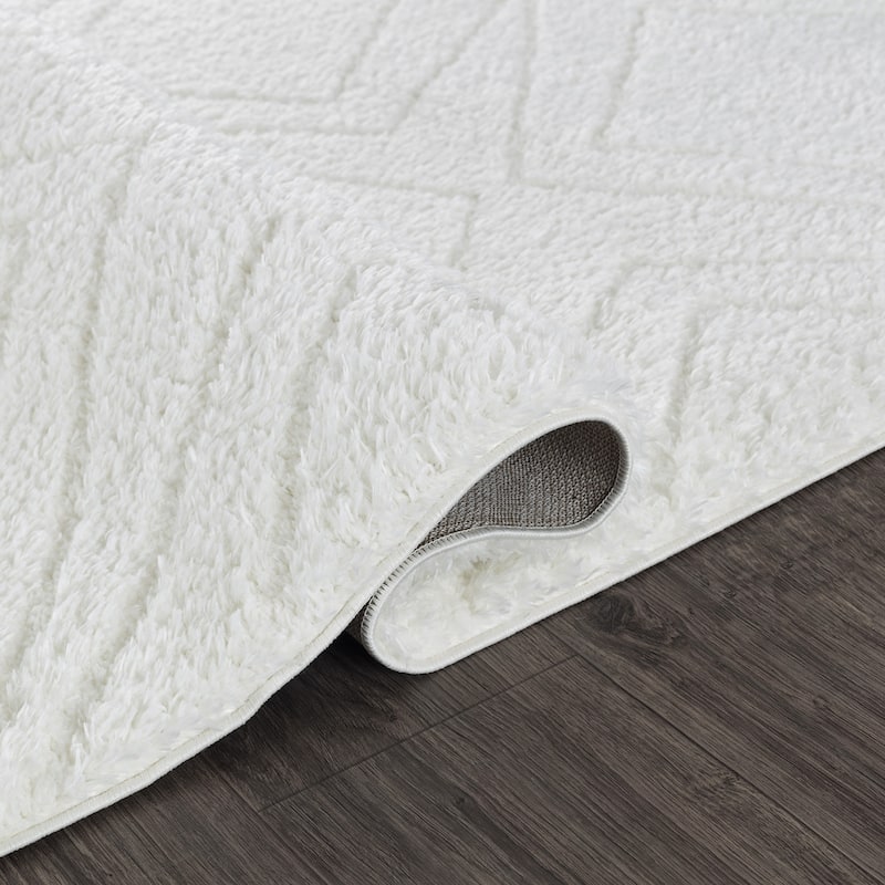 Pasargad Home Turkish Shag Collection Ivory Area Rug Plush 1 Inch Pile