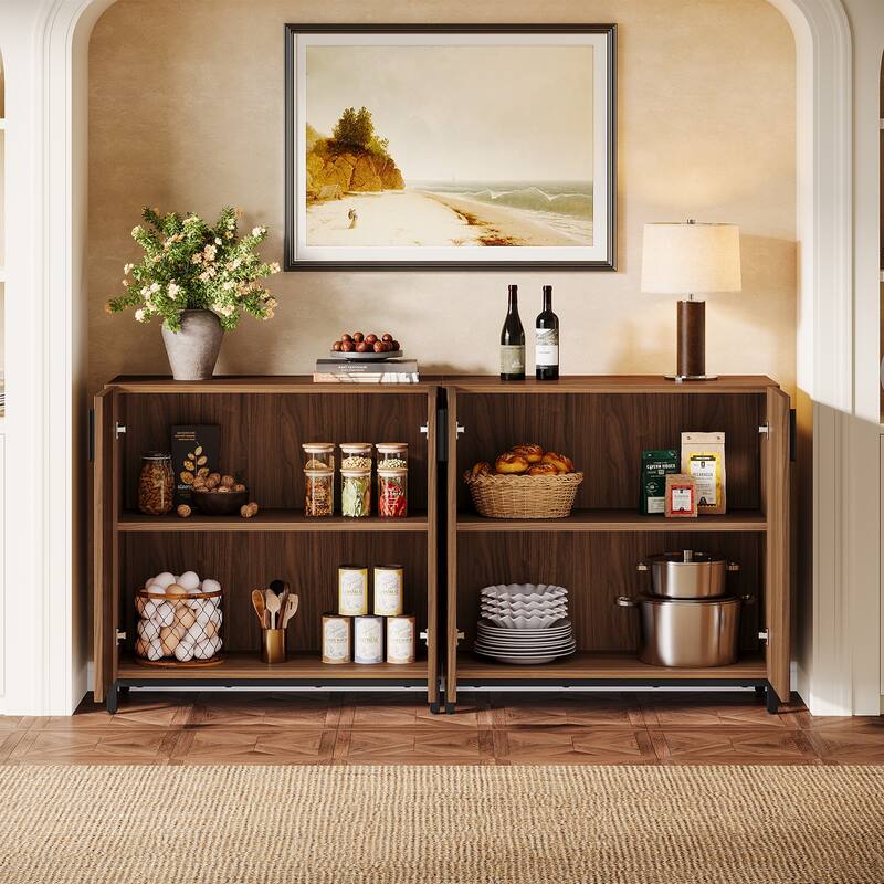 59" Sideboard Buffet Cabinet, Fluted Modern Buffet Table