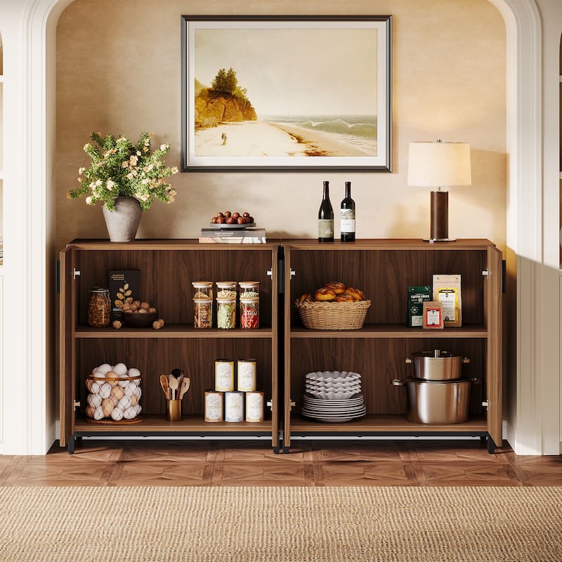 Sideboard Buffet Cabinet, Adjustable Shelves Storage Cabinet, Dining Room Coffee Bar Kitchen Accent Cabinet