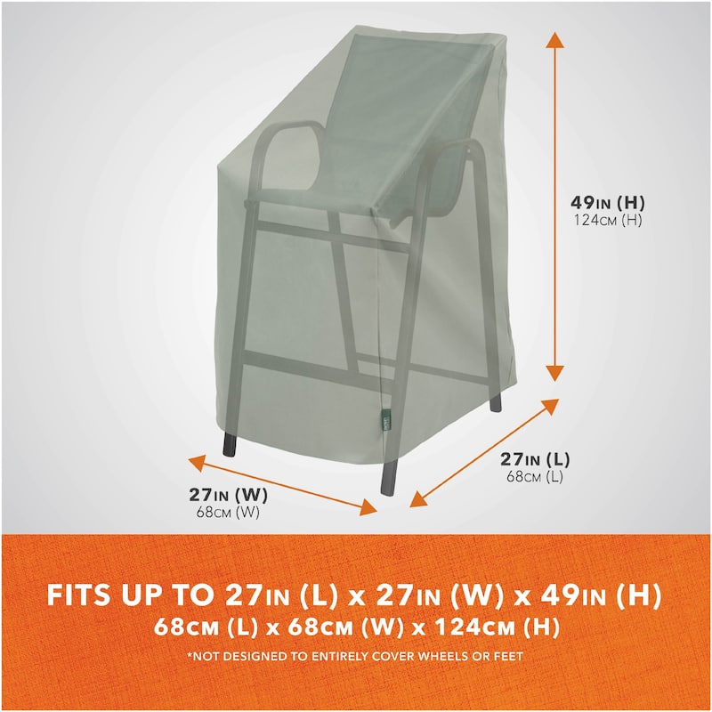 Modern Leisure Basics Stackable Patio Chair Cover, 27" Square X 49"H, Sage - 27"L x 27"W x 49"H
