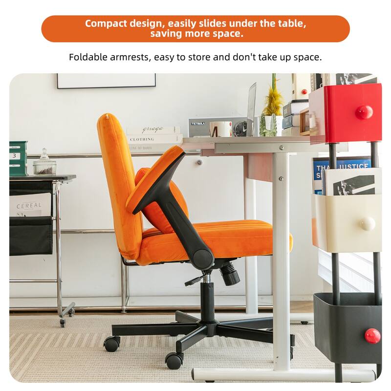 Velvet Criss Cross Armrest Office Chair with Wheels - Modern for Home Office, Meditation & Creative Work