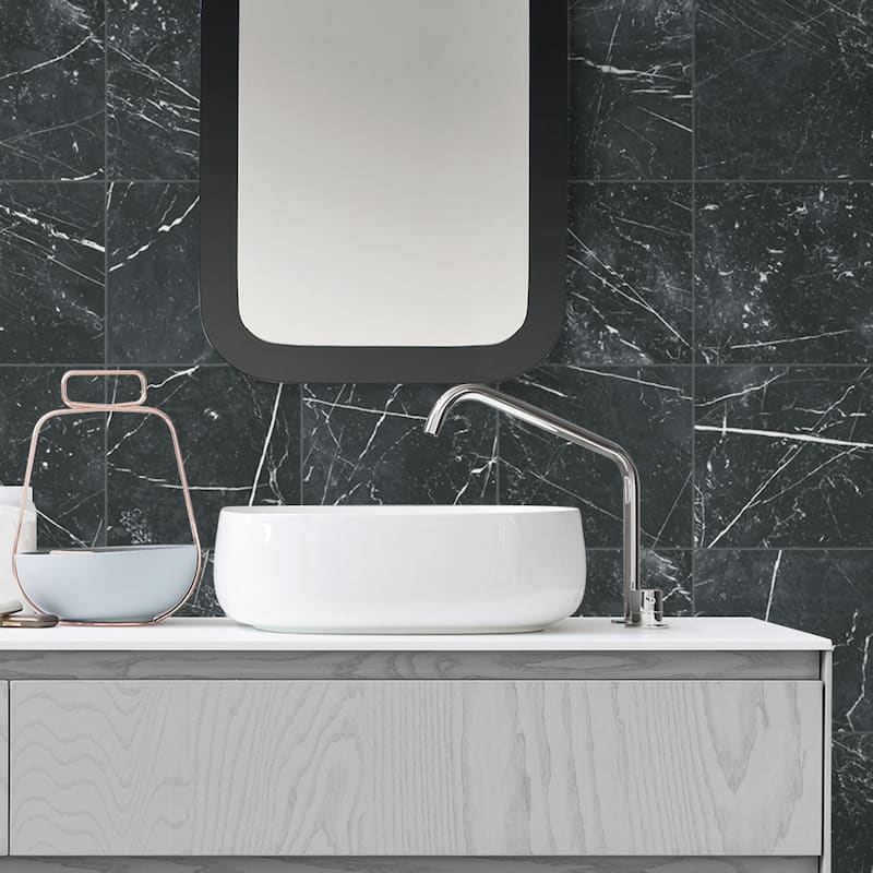 Merola Tile Timeless Marquina 9-3/4" x 9-3/4" Porcelain Floor and Wall Tile