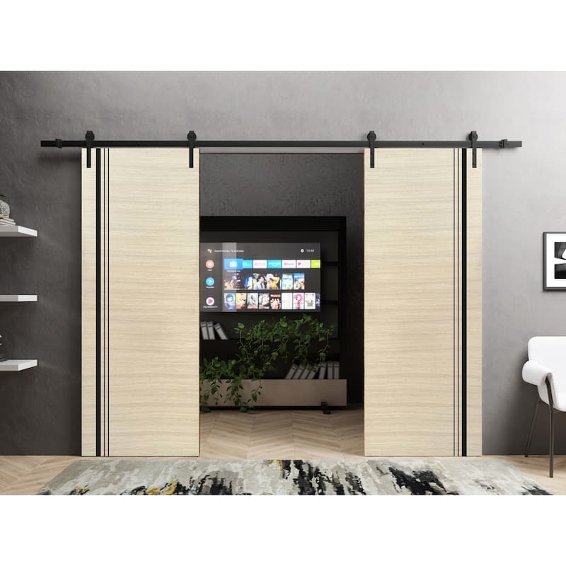 Sturdy Double Barn Door 36 x 80 with Planum 0011 Natural Veneer with 13FT