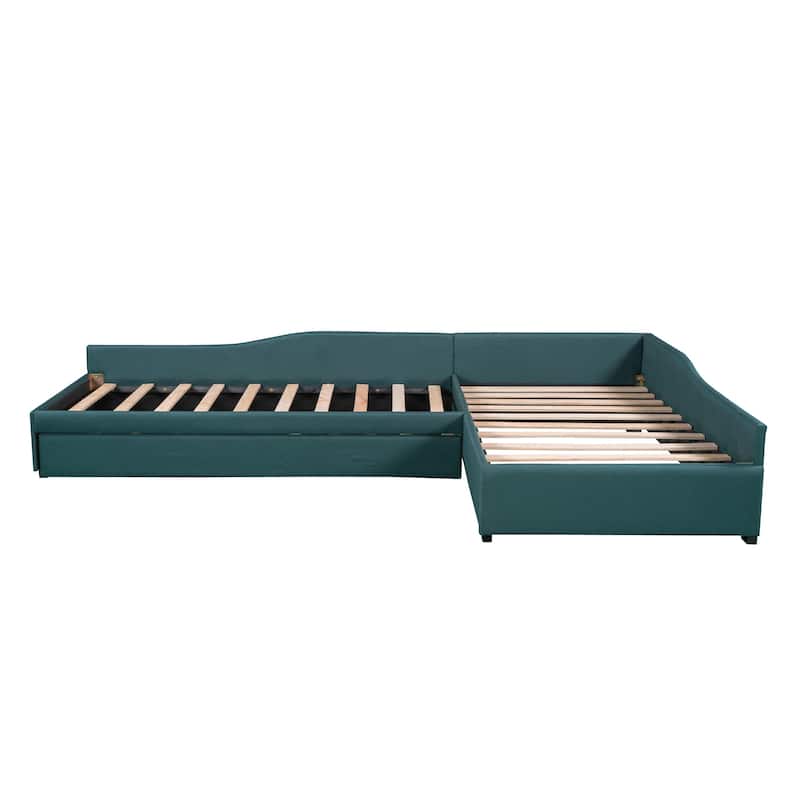 Double Twin Linen Daybed with Trundle & Drawer