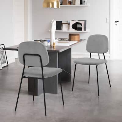 Lucy Gray Velvet and Metal Dining Room Chairs - Set of 2