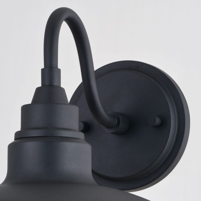 Tucson 1 Light Integrated LED Black and White Farmhouse Outdoor Wall Lantern Metal Shade