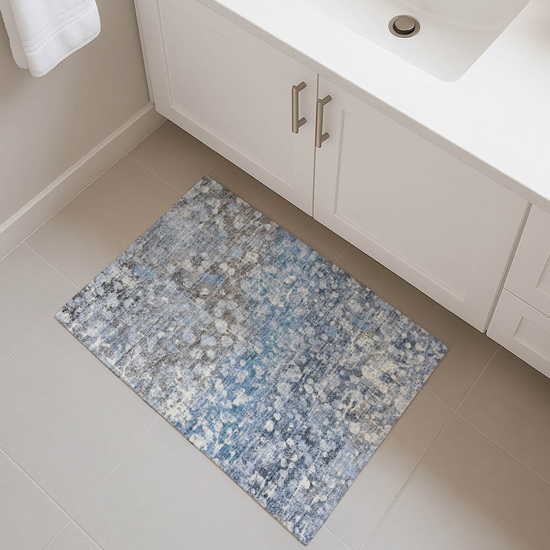 Premium Washable Super Soft Modern Splatter Mayfield Rug - Blue - 1'8" x 2'6"