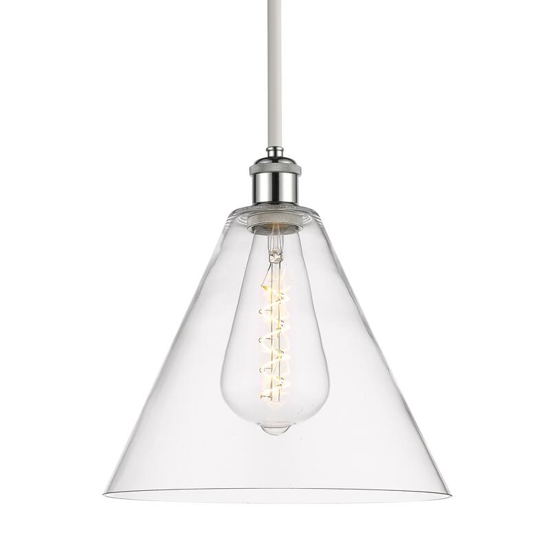 Innovations Lighting 516-1S-13-12 Berkshire Pendant Berkshire 12" Wide - White and Polished Chrome / Clear