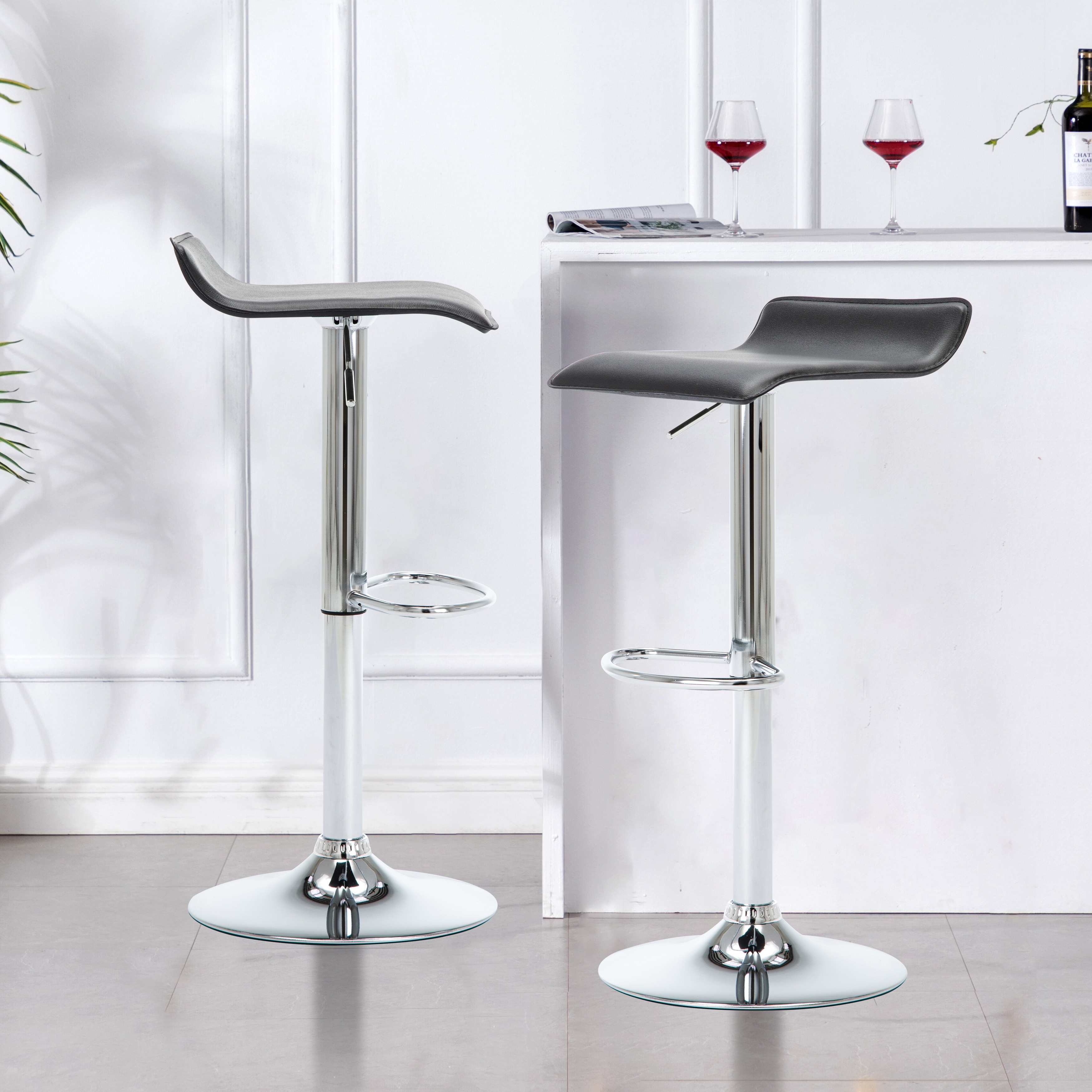 Airlift adjustable faux leather stool top