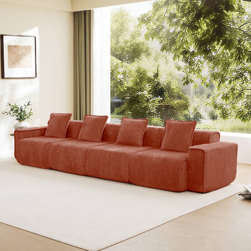 GDFStudio - Modular 4-Seater 138.58" Boneless Velvet Sofa