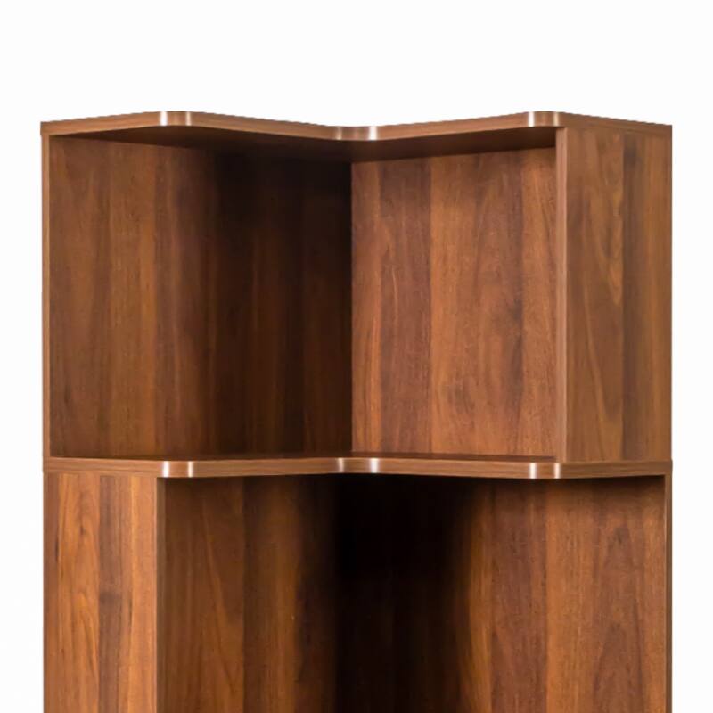 Corner Book Shelf - 5 Tier Corner Bookshelf Bookcase with Baffle, Freestanding L Shaped Display Shelf Stand