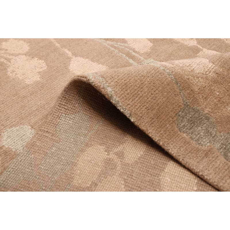 ECARPETGALLERY Hand-knotted Opulence Taupe Silk, Wool Rug - 7'11 x 9'11