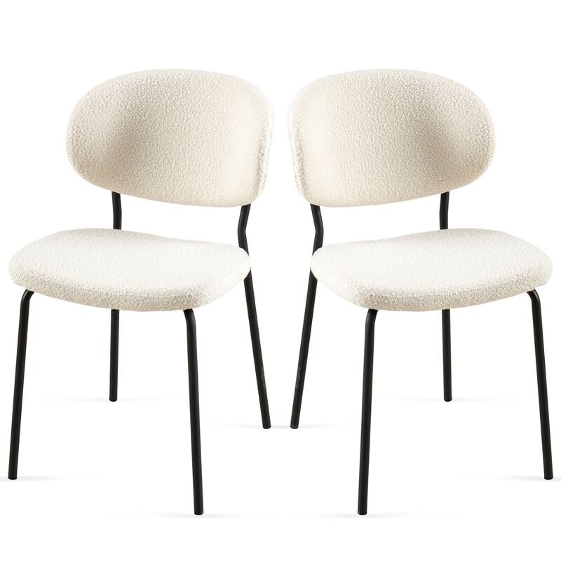Modern 2 Piece Fabric Kitchen Dining Chair with Backrest, Cushioned, Metal Legs for Dining Room Kitchen Living Room Bedroom