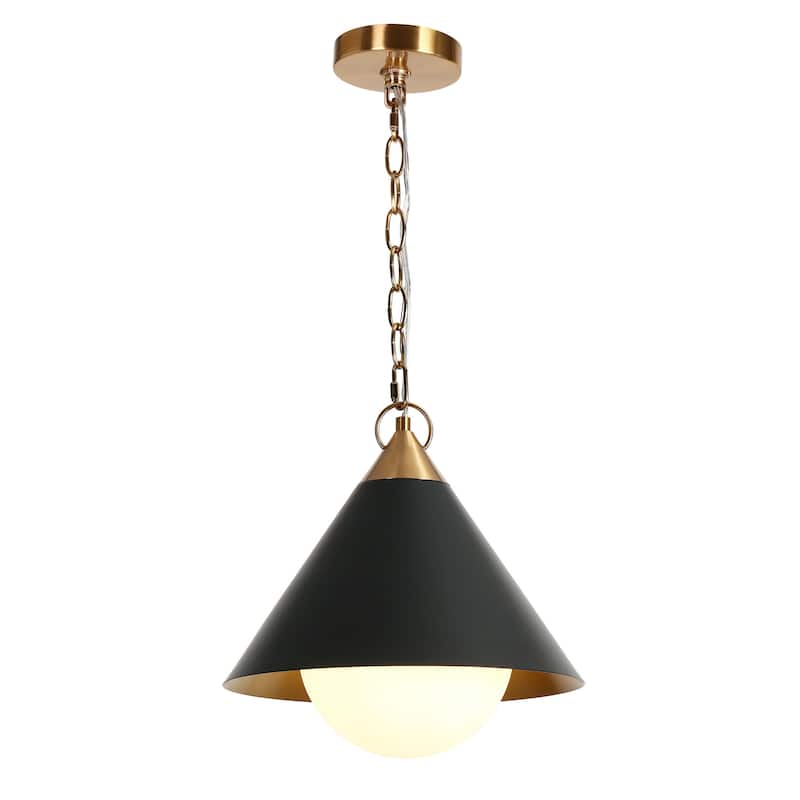 Modern 1-Light Black Gold Cone Pendant Light for Kitchen Island Dining Room - D 11.8'' x H 72.8" Max