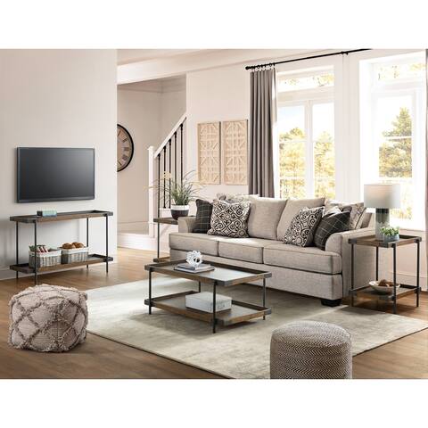 Kyra 4-Piece Oak and Metal Living Room Set - Standard