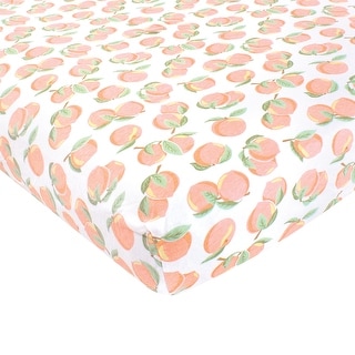 Hudson Baby Girls Cotton Fitted Crib Sheet, Peach, One Size - Peach - One Size