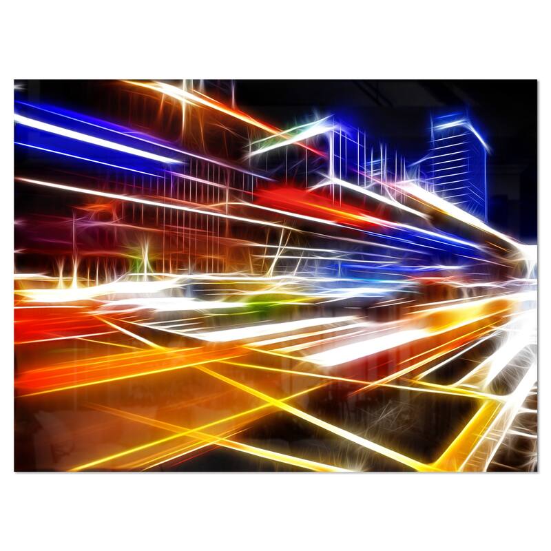 Designart 'High Speed Traffic Trails' Cityscape Digital Art Metal Wall Art