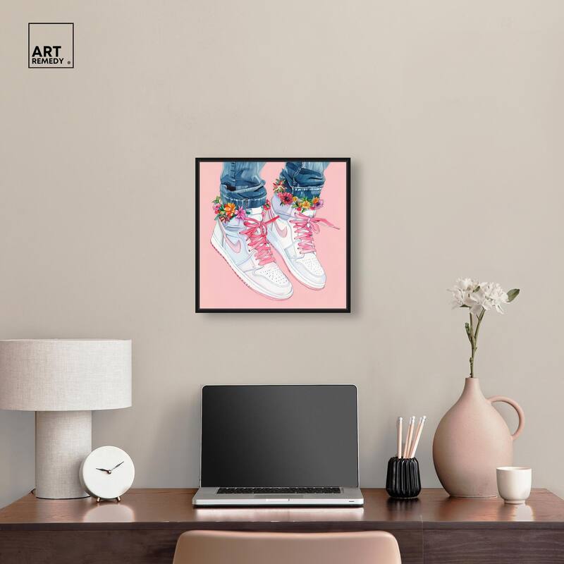 Blush Floral Bloom Sneakers Canvas by Art Remedy