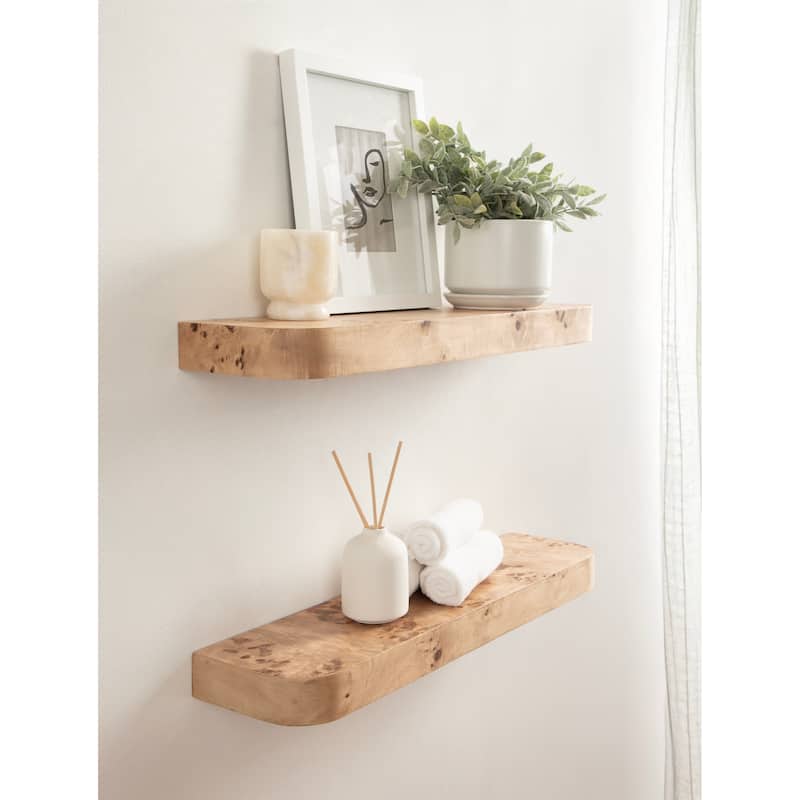 Kate and Laurel Burlock Floating Wall Shelves - 2 Piece 24 Inch