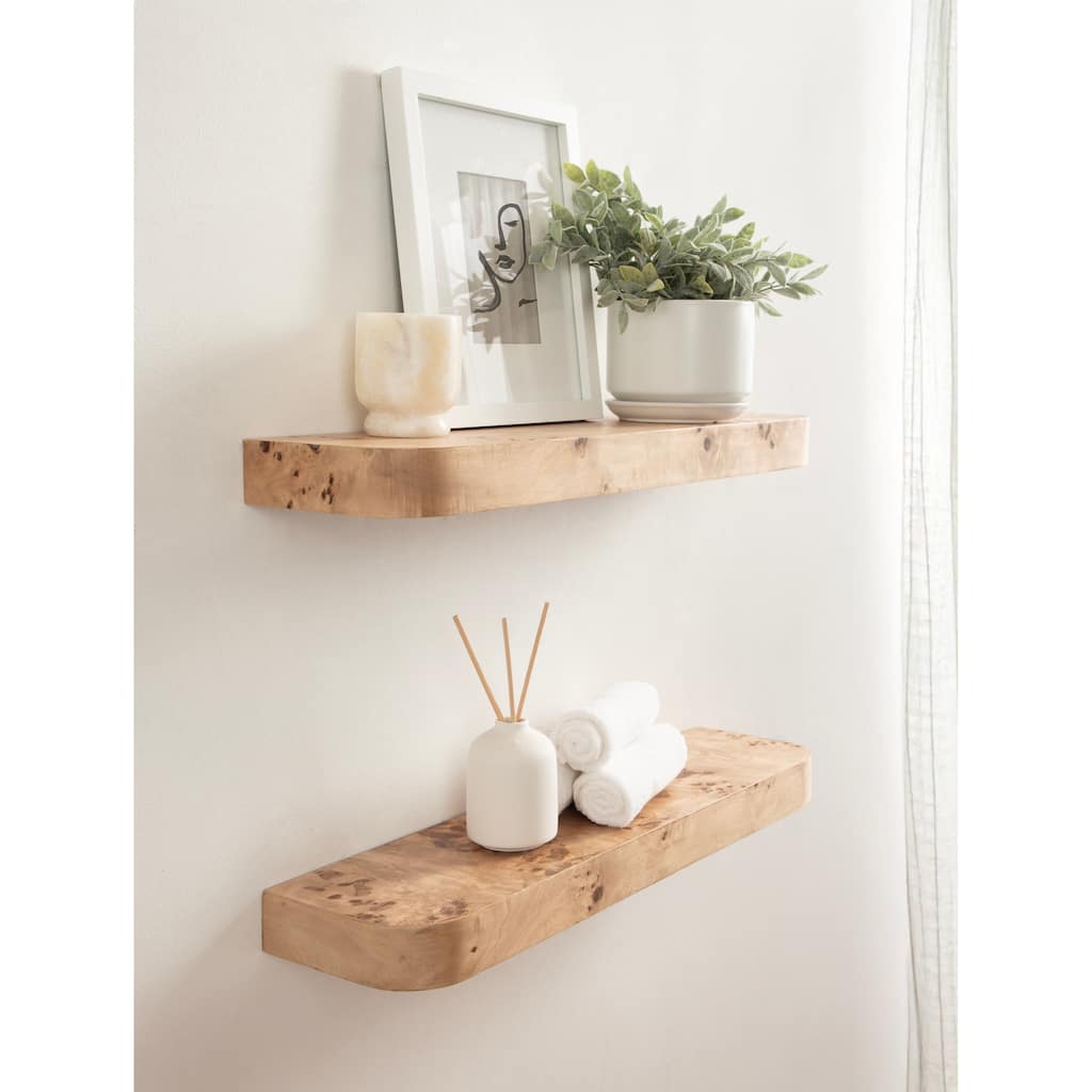 Kate and Laurel Burlock Floating Wall Shelves - 2 Piece 24 Inch
