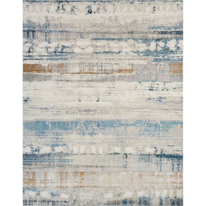 N Natori Bliss Oasis Blue Contemporary Area Rug