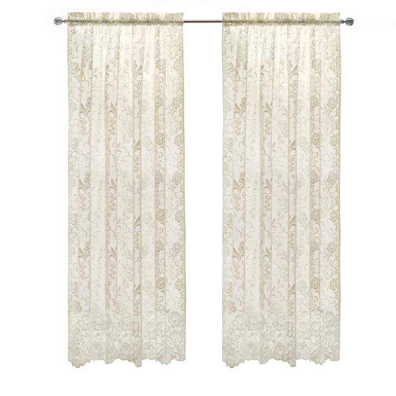 Limoges Embroidered Lace Rod Pocket Curtains Valances Swags and Tiers
